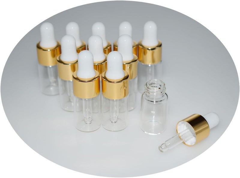 Hustar Small Dropper Bottle, 10pcs 3ml Mini Sample Dropper Bottles Mini Makeup Containers for Travel Liquids Tiny Glass - Image 1